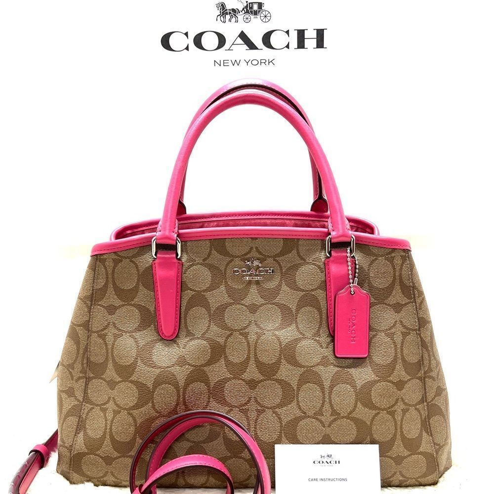 Coach MARGOT Carryall Handbag Khaki/Pink Msrp:$395.00
